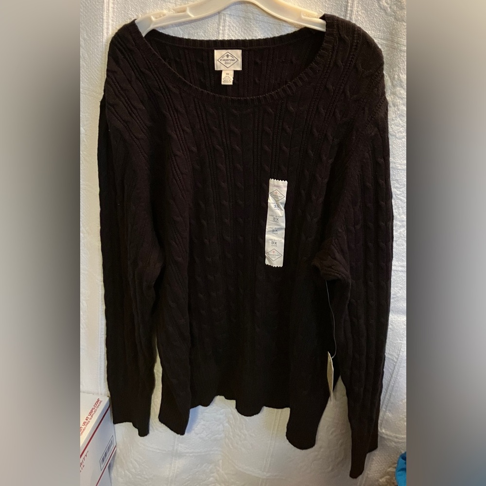 Size 3X St Johns Bay Crew Neck Sweater Black NWoT